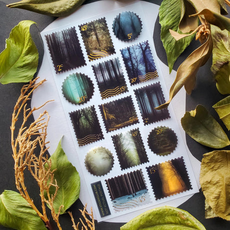 STICKII - Wildwood Wonder Stamps Sticker Sheet

🌫🌲 Travel into the depths of the enchanting woods with this captivating set of beautifully haunting woodland sticker stamps. Let this sheet be your guide as you unveil the hidden wonders that await amidst the mystical forest.

Top Coating: Gold foil
Adhesive Layer: PVC (plastic)
Backing Layer: Clear PET
6.69" x 3.54".
Weight - 0.03lbs.
1 sheet included&nbsp;