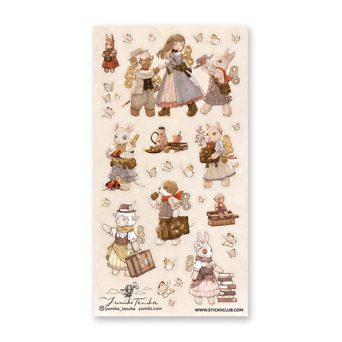 🧸🦋 Sweetly nostalgic and full of storybook charm, this whimsical collection by @yumiko_tezuka brings gentle companions to life with wind-up keys and fluttering butterflies. Wind-up friends wander with butterflies at their heels, carrying books, tea, and tiny keepsakes gathered along the way. Warm, tender, and quietly magical, this sheet celebrates curiosity, kindness, and the joy of small adventures.