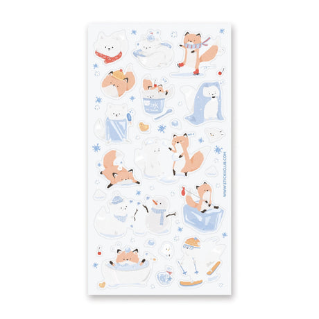 STICKII - Winter Foxes Sticker Sheet

Fox cuties having fun and keeping warm in the winter time! ❄️

Top Coating: None
Adhesive Layer: PVC (plastic)
Backing Layer: Clear PET
6.69" x 3.54".
Weight - 0.03lbs.
1 sheet included&nbsp;