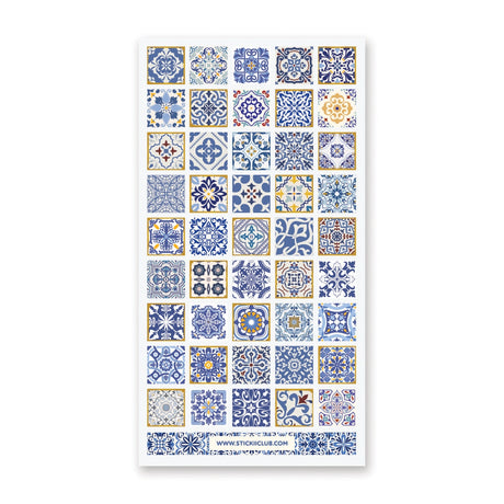 STICKII Azure Whimsy Tiles Sticker Sheet

💙✨ Bring timeless elegance to your creations with this stunning sheet of vintage tiles patterned with intricate designs and shimmering foil accents. From dainty florals to bold geometrics, every square echoes the artistry of classic ceramics in rich shades of blue and gold.