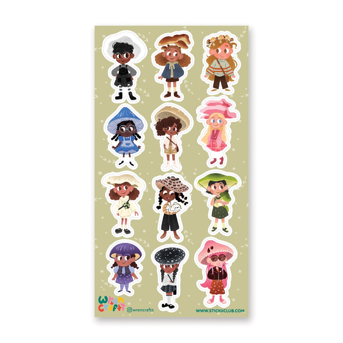 STICKII Fashionable Fun-Gals Sticker Sheet Mushroom