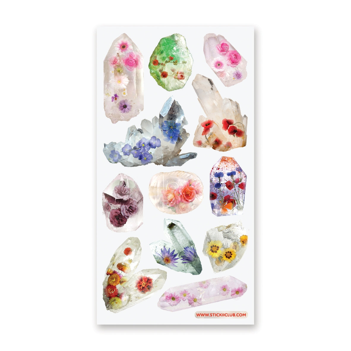 💐✨ Discover crystal magic with this gorgeous sheet of quartz crystals blooming with colorful flowers within. These charged crystals are perfect for adding some sparkle and good vibes to your spreads! 
