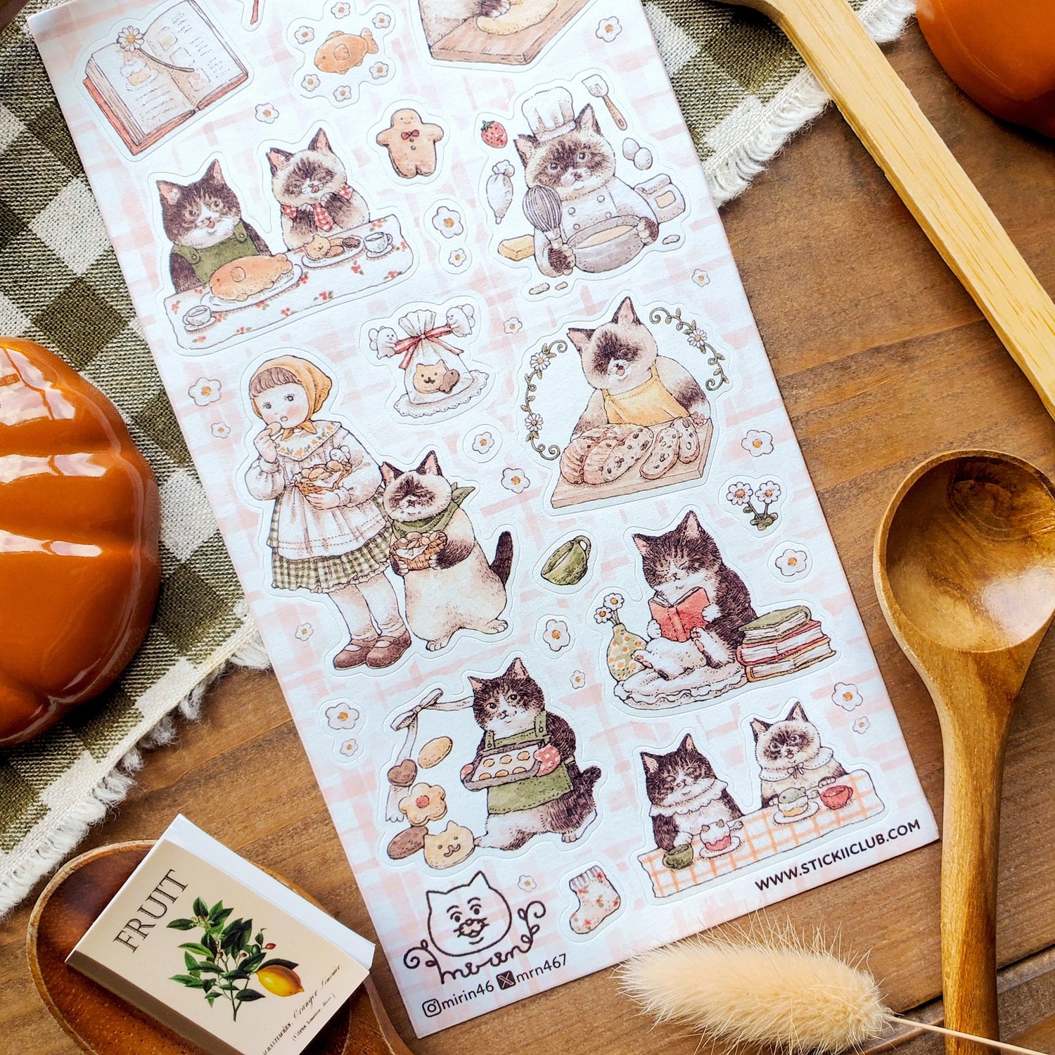 STICKII Pastry Chef Cats Sticker Sheets Kitty Cat Reading