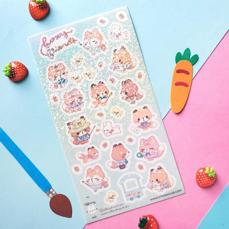 STICKII Sparkly Foxy Friends Sticker Sheet