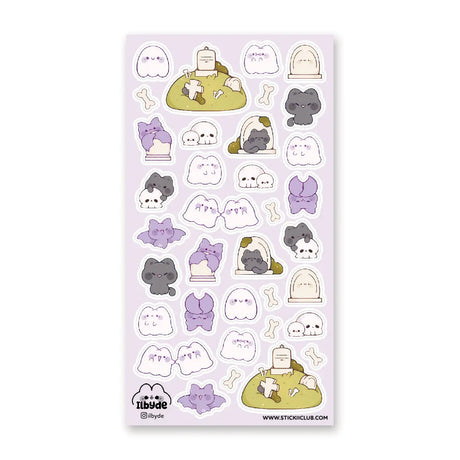 STICKII Spookii Cats & Bats Sticker Sheet skull