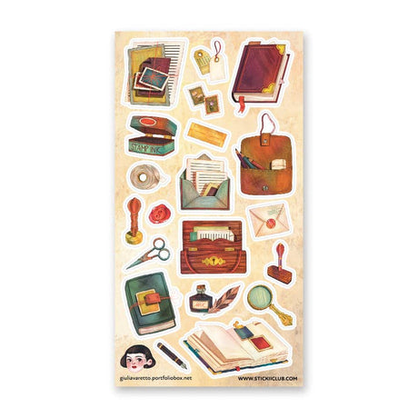 STICKII Vintage School Supplies Sticker Sheet