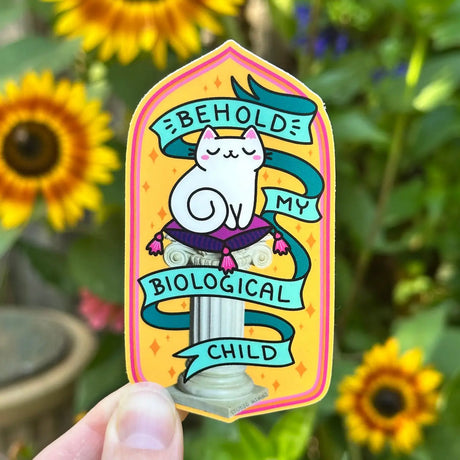 Behold my biological child! My cat Mimmi is my precious baby and the grandchild for my mother. I don’t make that rules. That’s just how fur babies work.

Weatherproof vinyl in a super matte finish.
Size: 2 x 3.6 inches