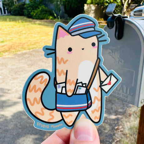 Little post’mew cat brought you a letter! Looks like it might be from a secret admirer, oh la la!

Durable &amp; weatherproof! Stickers are made with a thick, durable vinyl to keep them safe from scratching, rain &amp; sunlight.

Prefect for water bottles, bikes, cars and more!
Size: 2.72” x 3”