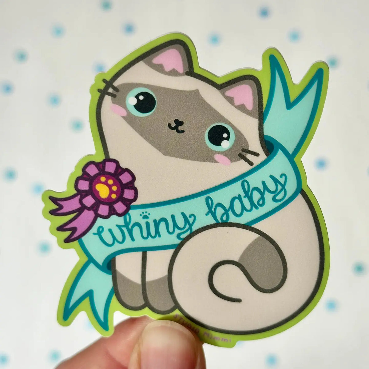 STUDIO Mimmi - Whiny Baby Banner Vinyl Sticker

Siamese cats are know for being extremely talkative. They are the world’s sweetest whiny babies.&nbsp;

Weatherproof vinyl in a super matte finish&nbsp;
Size 2.71” x 3” (inches)