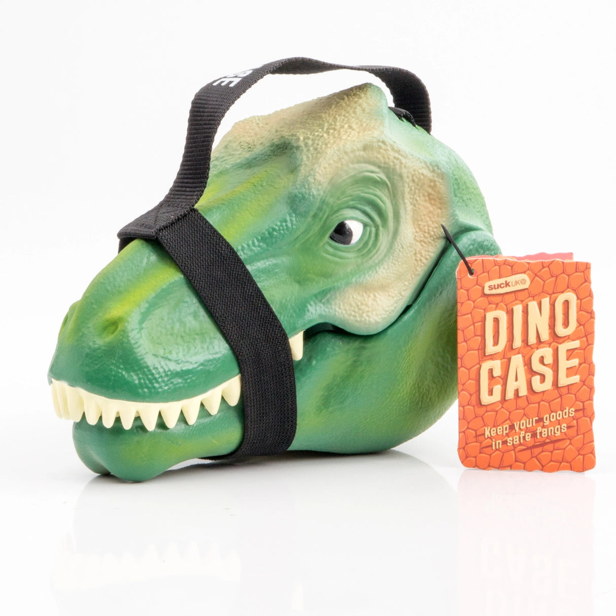 Keep your snacks safe from extinction with this fierce T-Rex head lunchbox. Made from durable polypropylene with a secure silicone lining and a sturdy fabric carry handle, it’s tough enough for any Jurassic adventure. Big enough for sandwiches, fruit, and treats — or for storing toys, crayons, or fossils — this versatile case is perfect for school, play, or travel.