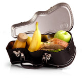 Lunch just got loud. This guitar-shaped tin lunchbox brings rock-n-roll attitude to school, work, or picnics. Keep sandwiches and snacks secure with a sturdy latch and carry handle, then personalise your case with the included set of stickers – just like a real tour pro. Made from durable, food-grade tin and designed to last, it’s the coolest way to carry your lunch on the road.