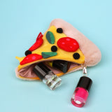 Store stationery & small items.
Plush pizza shaped case with gold zip. Store your belongings in style by tucking them into this slice of delicious pizza. Yum!

Plush Zip Pouches designed and made by SuckUK
Juicy, tasty, sweet and sour. And very cute. Stuff your stuff into something soft, and squishy. Delicious looking plush zip pouches look like foodie treats but instead of calories, they hold your everyday essentials. From cheesy slices to sickly treats, each pouch is designed to be irresistible and practi