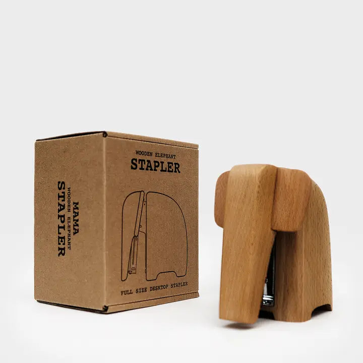 SUCK UK Wooden Elephant Stapler - Large

Charming elephant shaped wooden staplers. Bring some character to your desk. Stands proudly upright and adds instant personality to your workspace, practical and sculptural. Made from sustainably grown beech wood. Presented in simple kraft card boxes. Accessories for people who care what their environment looks like. And perhaps a reminder to care about the environment at large?&nbsp;

Mama: No.16 (24/6) &amp; No.56 (26/6)
Made from sustainably grown beech wood.
Stap