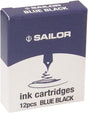 The trusty Sailor blue ink in convenient cartridges. Sailor proprietary ink cartridges are compatible for Sailor fountain pens.&nbsp;

1 box of 12 Sailor Blue Proprietary Ink Cartridges
Dye-based
Made in Japan