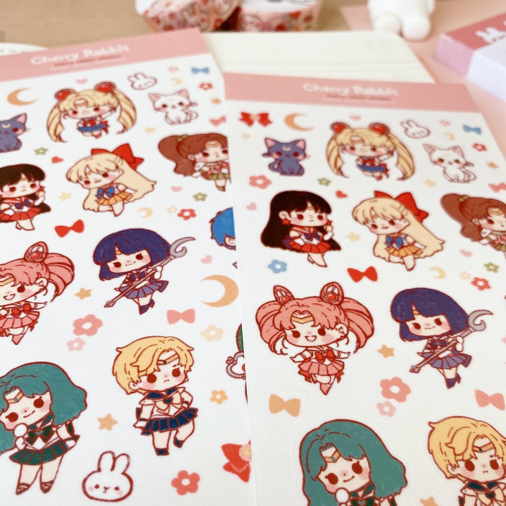 Cherry Rabbit Sailormoon Sticker Sheet