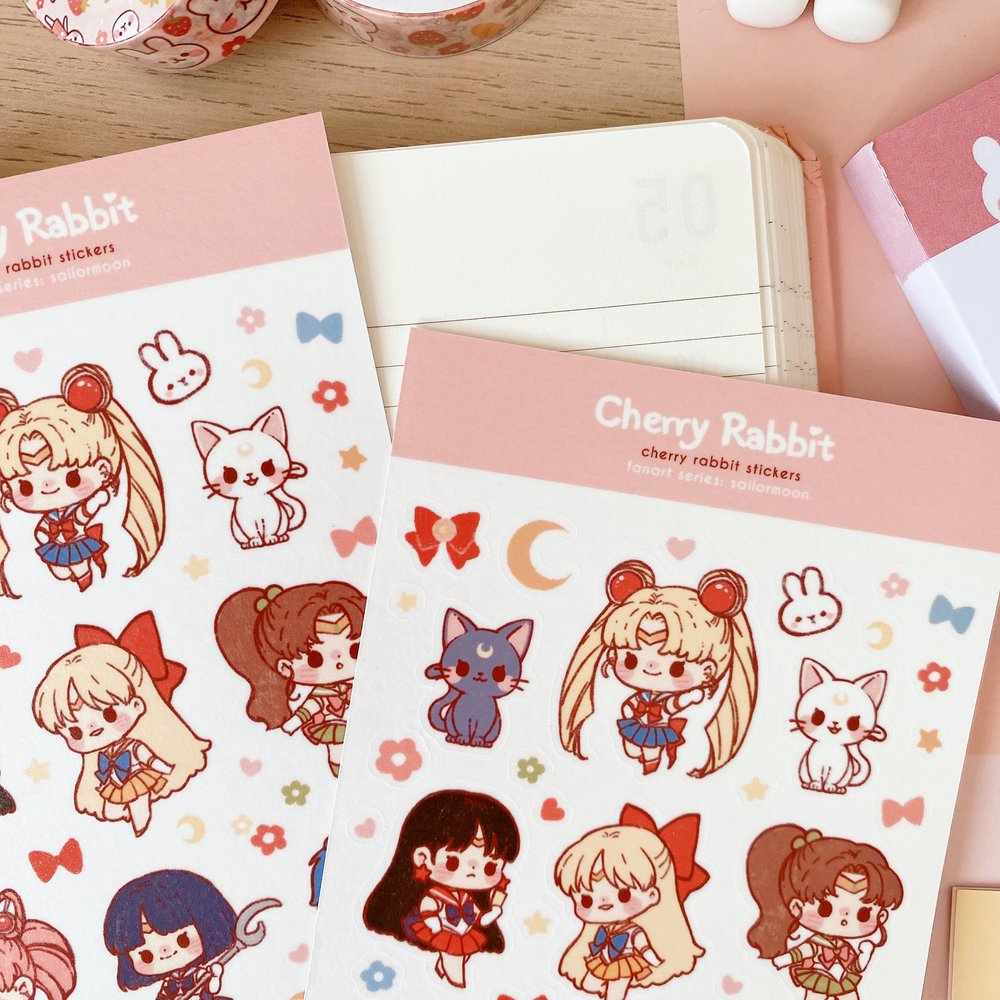Cherry Rabbit Sailormoon Sticker Sheet