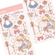 Sticker sheets featuring Sailor Moon characters and items on a white background