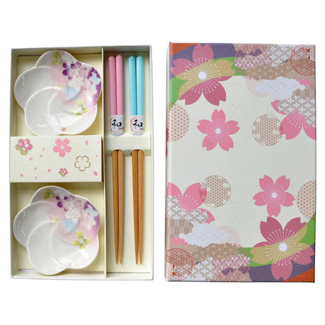 Sakura Cherry Blossoms 2 Pair Wooden Chopsticks and Sauce Dish

This adorable box set includes 2 sets of matching chopsticks and sauce dishes.

Size: 9 inch chopsticks, 3"D Sauce Dish
Material: Bamboo and Ceramic
Origin: China