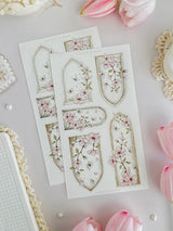 leelajournals Sakura Florals, Frames & Labels Sticker Sheet - 3pc set