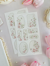 leelajournals Sakura Florals, Frames & Labels Sticker Sheet - 3pc set