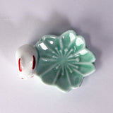 Porcelain Sakura rabbit chopstick holder/ pen rest