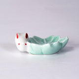 Porcelain Sakura rabbit chopstick holder/ pen rest