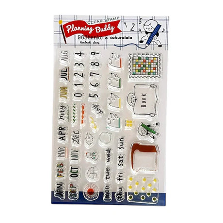 These stamps are just what you're looking for to start a new notebook at the beginning of the year! 963hanko's cute letters such as the month, day of the week, and numbers, weather marks, dogs of joy, anger, sorrow, and other motifs and patterns that can also be used as date labels. As the name of the stamp of "Planning Buddy" suggests, it's sure to be your buddy!