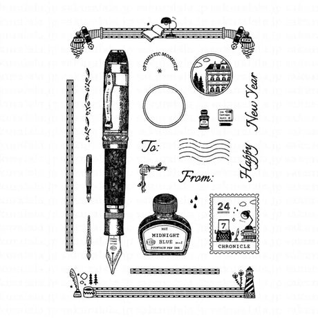 If you're looking at this set and wondering what you can use it for, but love the details, let us help you a bit. This set is made as a frame that can be used whichever way your imagination goes. It can be to add that special touch to a scrapbook or journal page, greeting card, Nengajyo, etc... Don't limit your imagination with this HST™ Chronicle set! Its truly important to document those dreams and special memories!