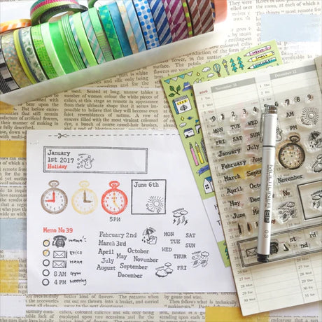 Ready to go beyond borders that constricts your imagination? Then build your pages with HST™ Plan On It Collection Stamps to fit your life.

This stamp set is a collaboration between Sakuralala and Eric Matsubara, a Japanese illustrator and eraser stamp artist to celebrate the past, present, and future. These stamps are the perfect edition for your journal or planner!