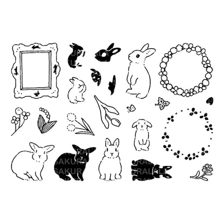 This collaboration with Moriyama, who has a wonderful shop in Ota Ward, Tokyo, and Shiko Moriyama, an illustrator who draws adorable rabbits.

"Fluffy Frames" is a clear stamp with cute frames that can be used in a notebook. Rabbit's stamps are divided into base outline stamps and coloring stamps that serve as patterns. You can stamp it in any color you like, so if you have a rabbit in your family, please try stamping it in the color of "my child"!