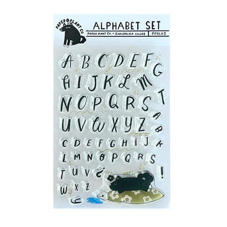 Clear stamp "Vincent's Alphabet" was created in collaboration with Paper Plant Co. The owner, Friedia, has a cute alphabet stamp with an atmospheric and gentle typeface.

This stamp set is a collaboration between Sakuralala and Paper Plant Co., a stationery store located in Los Angeles, USA. The dog that appears in the Paper Plants Co. shop logo and clear stamp is Vincent, who is also the store's mascot. These stamps are the perfect addition for your journal or planner!