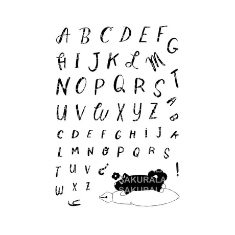 Clear stamp "Vincent's Alphabet" was created in collaboration with Paper Plant Co. The owner, Friedia, has a cute alphabet stamp with an atmospheric and gentle typeface.

This stamp set is a collaboration between Sakuralala and Paper Plant Co., a stationery store located in Los Angeles, USA. The dog that appears in the Paper Plants Co. shop logo and clear stamp is Vincent, who is also the store's mascot. These stamps are the perfect addition for your journal or planner!