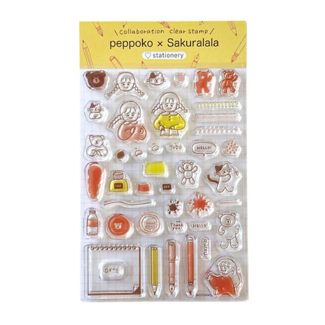 With his adorable touch, the warm atmosphere has been completed into a very cute stamp set.

It is designed to take advantage of the characteristics of clear stamps and can be combined in many ways. Peppoko and Sakuralala's Instagram and blogs will also introduce how to use this clear stamp and ideas, so please refer to it.
