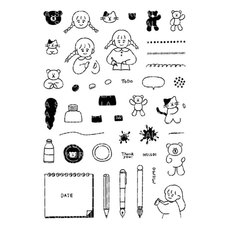 With his adorable touch, the warm atmosphere has been completed into a very cute stamp set.

It is designed to take advantage of the characteristics of clear stamps and can be combined in many ways. Peppoko and Sakuralala's Instagram and blogs will also introduce how to use this clear stamp and ideas, so please refer to it.