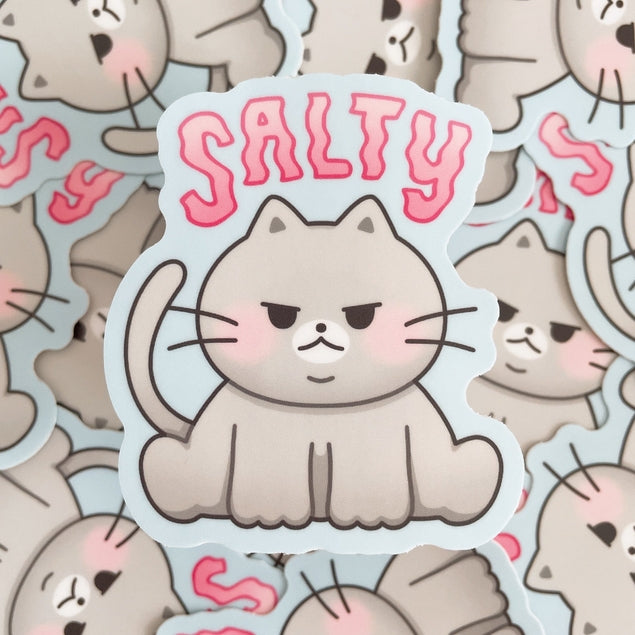 Pegatina de gato gris salty chonky