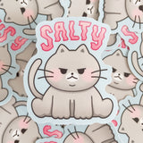 Pegatina de gato gris salty chonky
