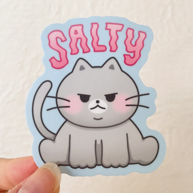 Pegatina de gato gris salty chonky