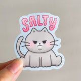 Salty Chonky Gray Cat Sticker