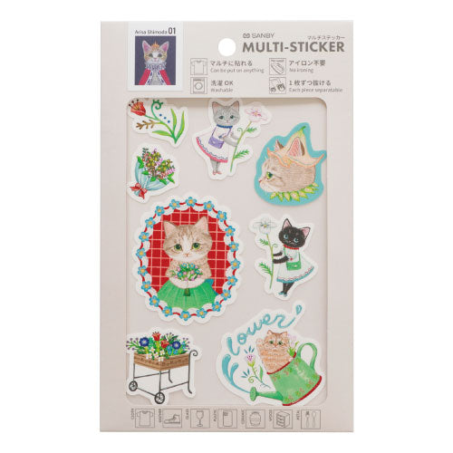 Sanby Multi-Sticker Arisa Shimoda - Flower and Cat