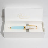 Sanrio x Sailor collaboration features the beloved character Cinnamoroll on a limited‑edition Professional Gear Slim. The 14k gold nib is engraved with Cinnamoroll’s sweet face, paired with a soft pastel colorway and an illustrated cap.