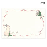This letter set features the charming texture of cotton paper and a compact size that makes it easy to gift. These designs feature a Lily of the Valley pattern, which carries the flower language of 'happiness comes again.' With a warm and light touch, it depicts the natural cuteness of the rabbits, offering plenty of illustrations to use across multiple letters and envelopes.