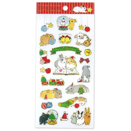 Schinako Moriyama - Christmas Sticker Sheet

Bring the fluffy fun of the holidays into your sticker collection with this sticker sheet! This is a cute sticker made of PET material with a matte coating, offering a cute sheer feel.
Luxuriously decorated with gold leaf and Christmas motifs drawn by the artist, you can enjoy seasonal decorations unique to this season.

&nbsp;Size: 90×195mm
Material: Frosted PET/ Gold Leaf
