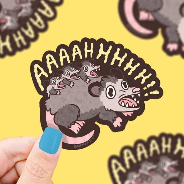 Screaming Crazy Opossum Vinyl Sticker