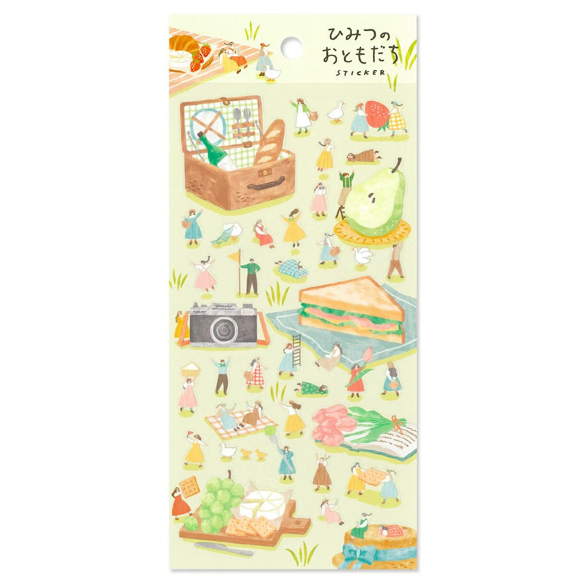 Secret Friend Sticker Sheet - Secret Picnic

These stickers depict the little people in their daily lives.
By using the large motif pieces and the dwarf pieces together,
you can enjoy decorating with a storyline!

• This package includes 1&nbsp;sheet of sticker
• Material: Transparent PET * Matte varnish
• Package measures approx. 8" x 3.5"
• Made in Japan