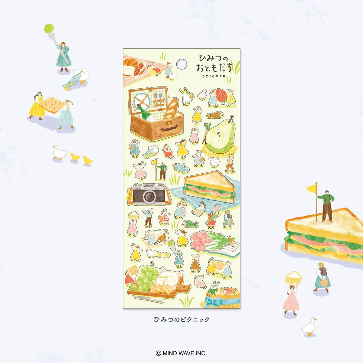 Secret Friend Sticker Sheet - Secret Picnic

These stickers depict the little people in their daily lives.
By using the large motif pieces and the dwarf pieces together,
you can enjoy decorating with a storyline!

• This package includes 1&nbsp;sheet of sticker
• Material: Transparent PET * Matte varnish
• Package measures approx. 8" x 3.5"
• Made in Japan