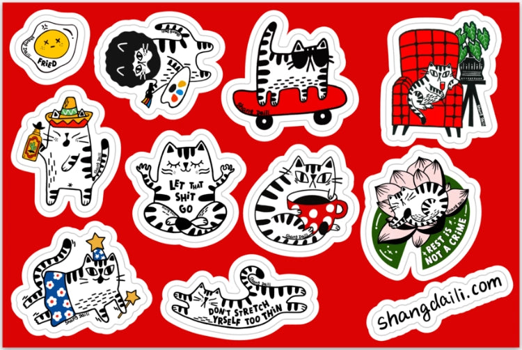 Cute Funny Cat Sticker Sheet by ShangDaili

Only a true cat person would understand exactly how to capture a cats complex personality in a single image. ShangDaili is the perfect artist to represent all cat lovers with their wonderful art!