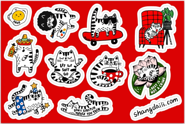 Cute Funny Cat Sticker Sheet by ShangDaili

Only a true cat person would understand exactly how to capture a cats complex personality in a single image. ShangDaili is the perfect artist to represent all cat lovers with their wonderful art!