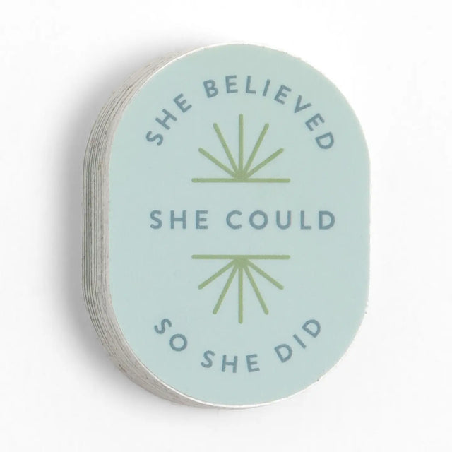 Empower yourself and celebrate strong women with our She Believed She Could Decal Sticker! This inspiring design is a perfect reminder of the strength and determination within every woman. This sticker is ideal for your laptop, water bottle, or any surface that needs a touch of motivation. Whether you're chasing dreams, breaking barriers, or supporting your fellow women, this decal serves as a daily affirmation of resilience and ambition. It also makes a thoughtful gift for the strong women in your life—fri