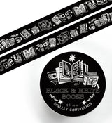 Add a little literary charm to your journaling with this Black and White Books Washi Tape.