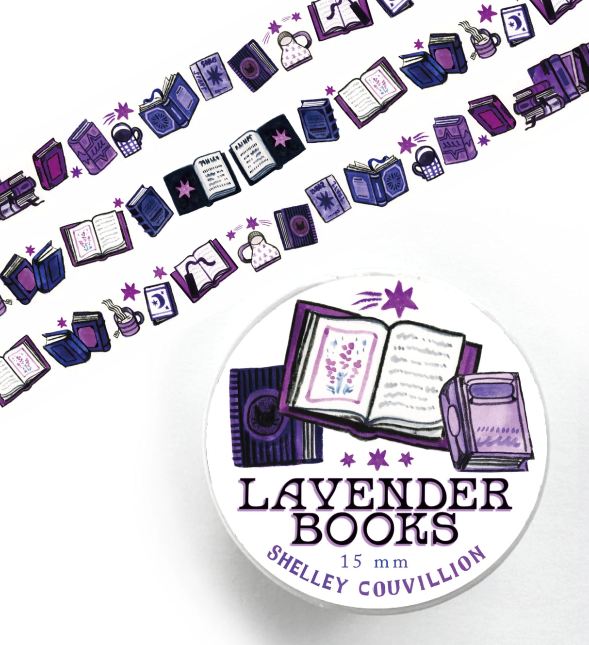 Add a little literary magic to your crafts with this Lavender Books Washi Tape!